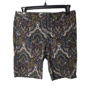 J Crew Shorts Womens Size 2 Bermuda Paisley Stretch Pockets Flat Front